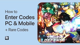 'Video thumbnail for All Star Tower Defense - How To Enter Codes on Roblox Mobile & PC (+ Rare Codes)'