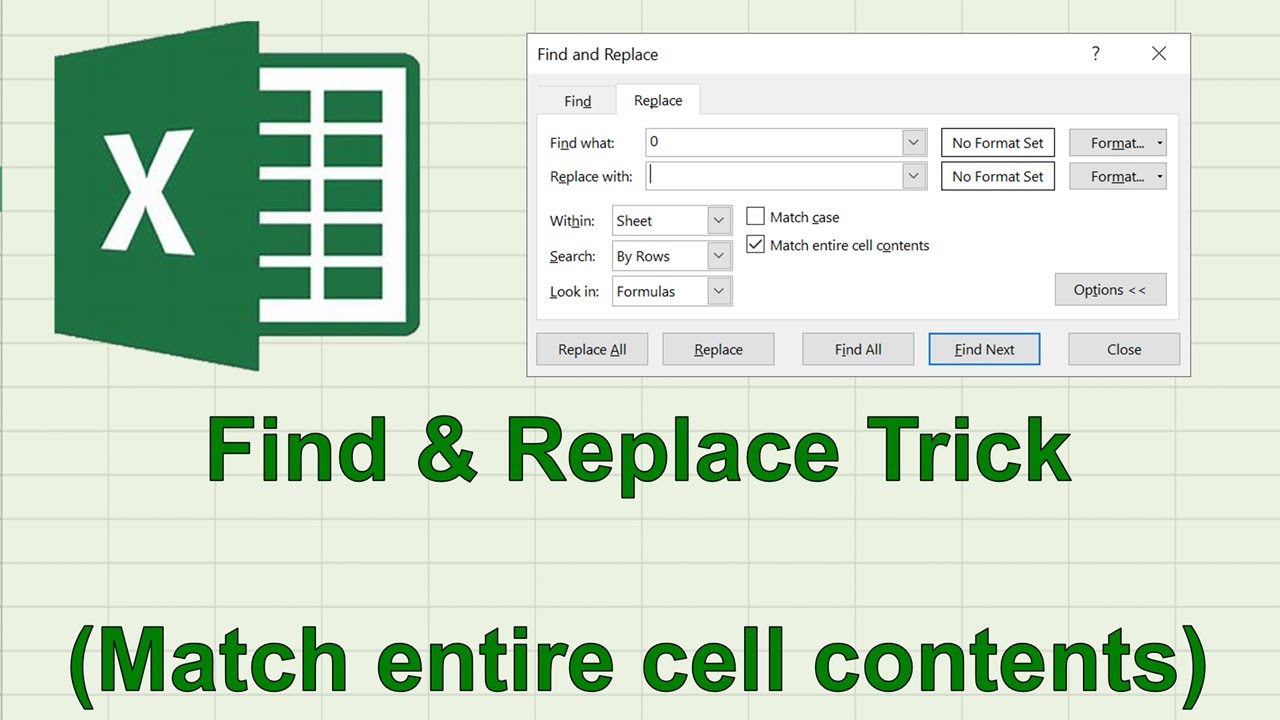 'Video thumbnail for Excel Find And Replace Trick. (Match Entire Cell Contents)'