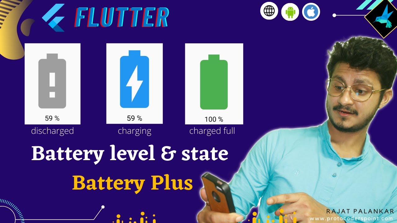 'Video thumbnail for Flutter Battery State & Percentage Level Battery Plus Package'