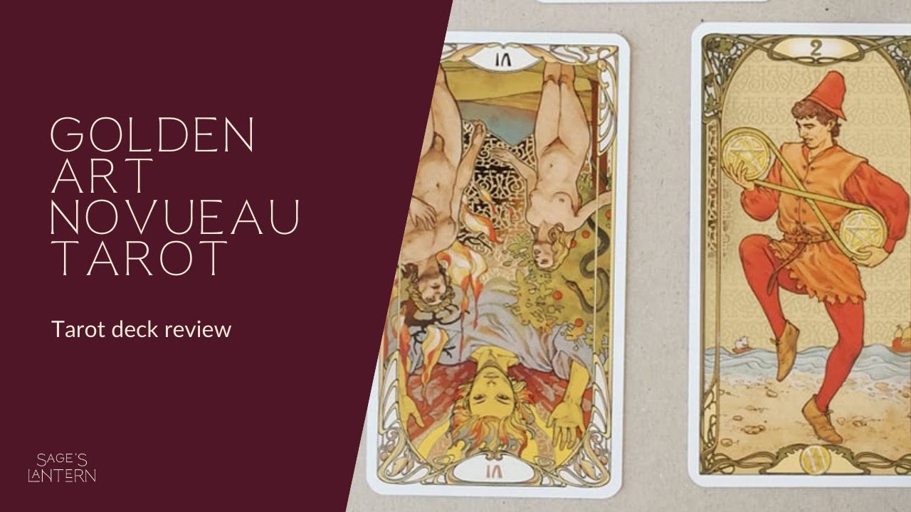 'Video thumbnail for Golden art nouveau tarot deck review  |  Gold foil tarot deck review'