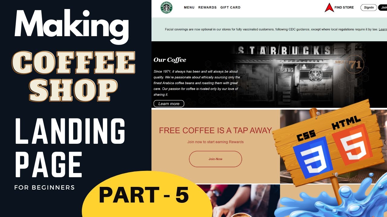'Video thumbnail for Making A Coffee Shop Landing Page in HTML + CSS for Beginners | PT 5'
