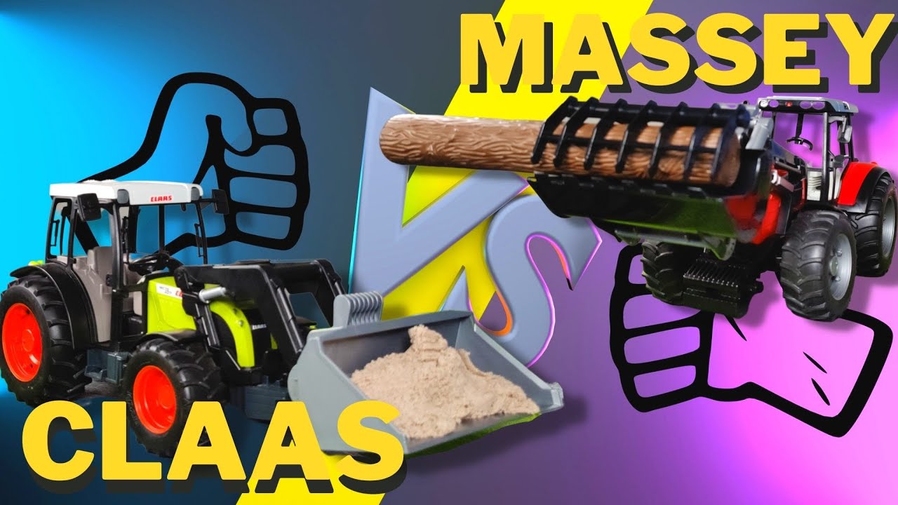 'Video thumbnail for Bruder Claas Nectis vs Massey Ferguson: scoop sand or pick up trees?'